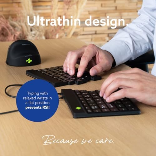 R-Go Ergonomic Split Keyboard, Scissors Mechanism, Anti-Carpal Tunnel, 2 Part Design Keyboard for Arthritis, with Break Software, QWERTY (US) Layout, USB-C Wired, for Windows/MacOS, Black