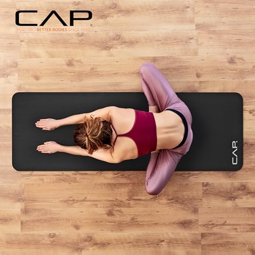 CAP 1" Extra Thick Yoga Mat, Exercise Mat with Strap, Multiple Colors
