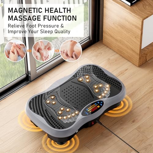 Vibration Plate Exercise Machine, 130 Levels Full Body Workout Vibrating Plate for Lymphatic Drainage Weight Loss, 450 Lbs Capacity Shake Platform with Bluetooth for Women Men