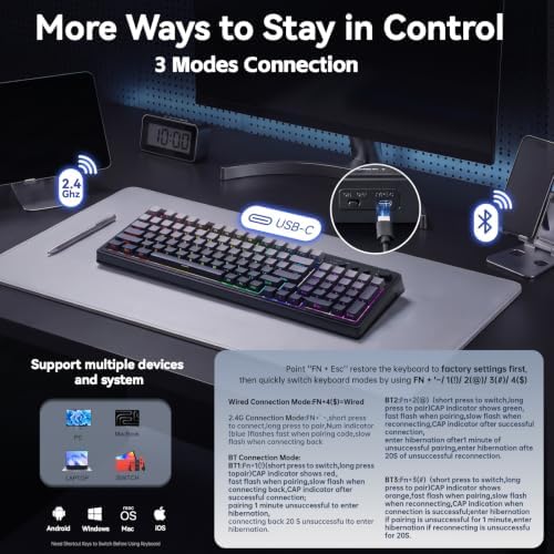 AULA Keyboard Gaming Wireless Creamy Computer Keyboards with Number Pad