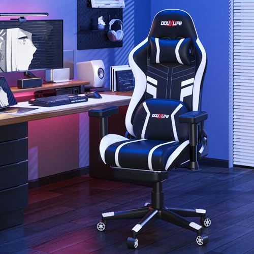 Douxlife 3D Massage Gaming Chair with Footrest, Ergonomic PC Desk Chair