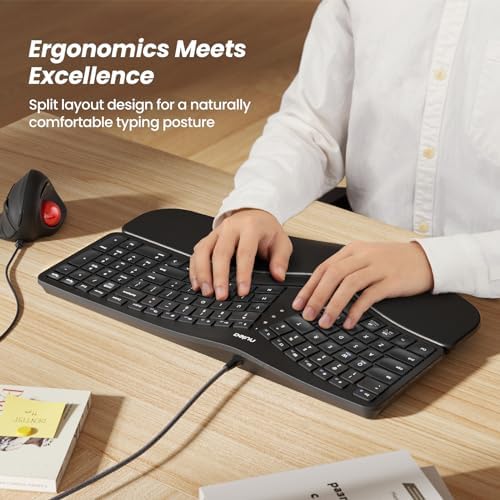 Nulea Ergonomic Split Keyboard Wired with Wrist Rest and USB-C Connection