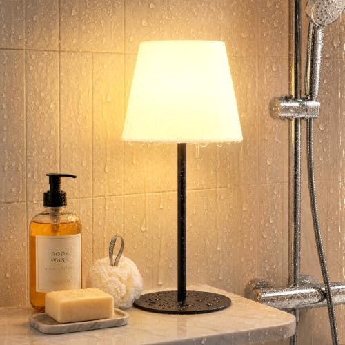 Shower Lamp Rechargeable Waterproof Lamp, Cordless Table Lamp for Bathroom