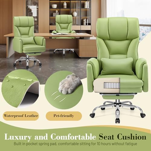 Office Chair, Flip Armrests for Pets Criss Cross Legged,Avocado Green