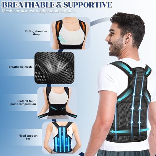 Posture Corrector for Men & Women, Full Back Brace & Straightener