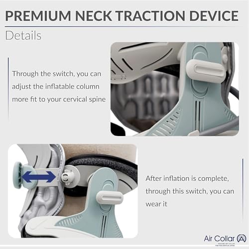 Neck Traction Device by Air Collar - Neck Stretcher - Cervical Traction Device - Neck & Shoulder Pain Relief - Stretcher Collar for Improved Spine Alignment (2nd Gen Electric Pump) - See Size Chart*