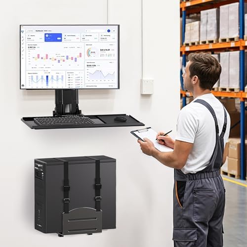 PUTORSEN Monitor and Keyboard Wall Mount with CPU Holder,Fits 32",55 lbs
