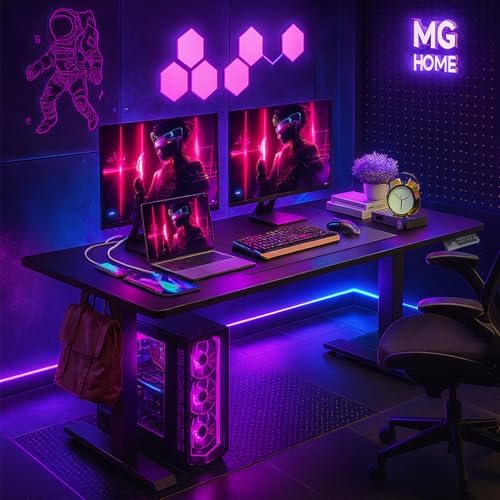 farexon Electric Standing Desk 71 x 28in with Power Outlets, Rolling Stand up Desk with Large Mouse Pad, 3 USB Ports & 3 Power Outlets, Easy to Set Home Office Gaming Computer Table, Black