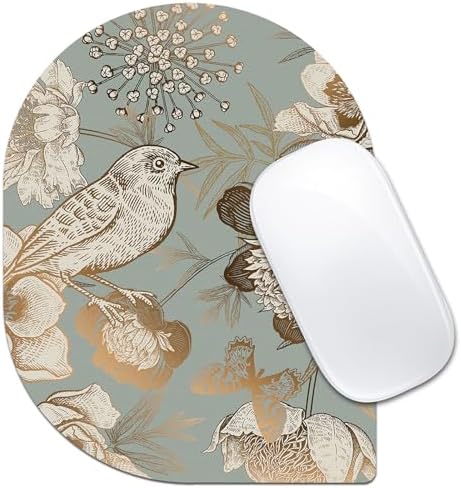 Contoured Oval Mouse Pad 6x8in Non-Slip for Laptop,Bird