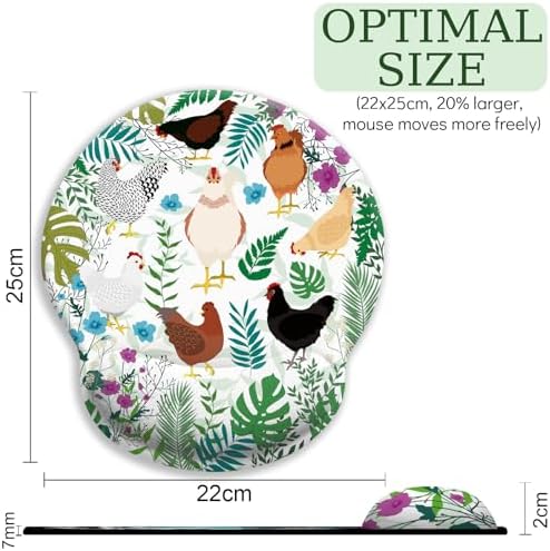 LIMKRIAN Ergonomic Mouse Pad with Wrist Rest, Chicken Mouse Pad for Women