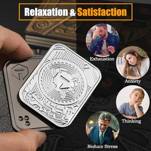 Mechaniker Metal Poker Fidget Slider Toy for Kids Adults, Magnetic Haptic Coin Fidget Pad Push Card, EDC Desk Office Toy, Stress Relief Gift for Men Boyfriend Father Teens Boys