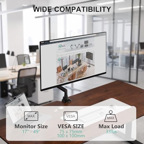 WALI Ultrawide Single Monitor Arm for 17-49 inch Curved Screen, up to 33lbs