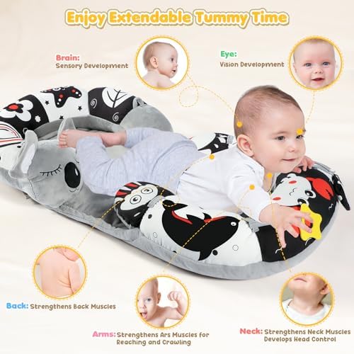 URMYWO 4-in-1 Tummy Time Mat, Cozy & Soft Infant Baby Sit Me Up Floor Seat