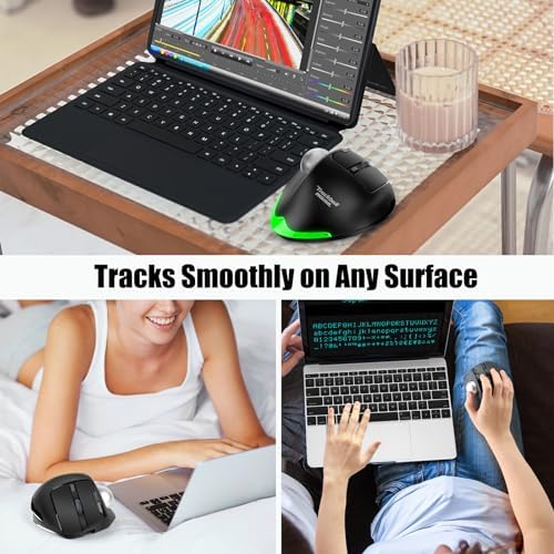 TRELC Wireless Trackball Mouse, Ergonomic Rollerball Mouse with 4800 DPI/7 Programmable Buttons, Thumb Control Mice, Rechargeable Optical Mouse for 3 Devices, for Windows, PC, Laptop, Tablet (Black)