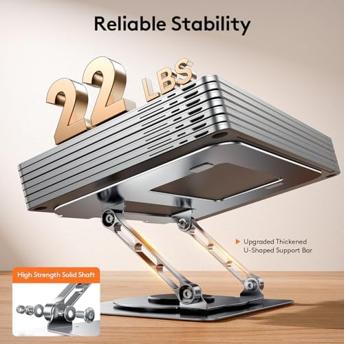 TECKNET Laptop Stand for Desk, 360° Rotating Laptop Stand for 10-17" Laptop