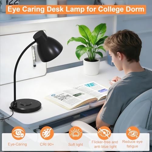 LED Desk Lamp for Home Office with Wireless Charger, Black