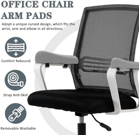 2 Pack Office Chair Armrest Pads Covers,Arm Rest Pad with Memory Foam Elbow Pillow for Forearm Pressure Relief, Arm Rest Covers for Office Chairs, Wheelchair, Comfy Gaming Chair (Grey)