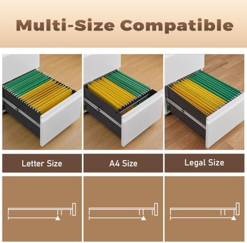 Guizeeopo Fully Assembled 2 Drawer File Cabinet, Locking Filing Cabinet with Anti-Tipping Wheels, Quiet Slide, Heavy-Duty Steel Construction, Fits A4 Letter Legal for Home Office, Matte White