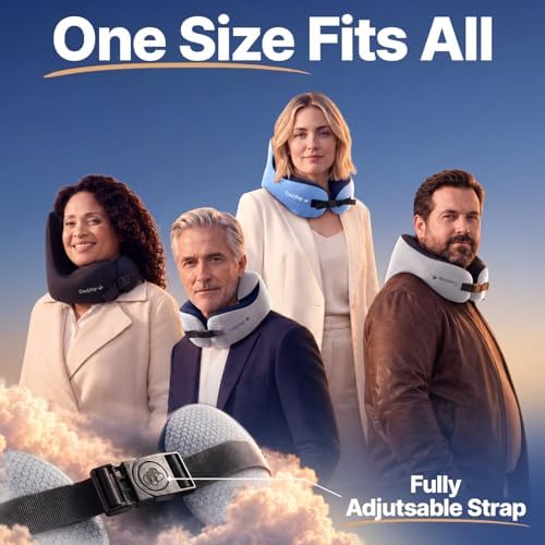 ComfyNap® Versatile Travel Neck Pillow for Airplane [Patented], 9 Positions in 3 Techniques, Plane Pillow with Pure Memory Foam, Travel Pillow with HeadRest Flight Sleep, Travel Essential - Earth
