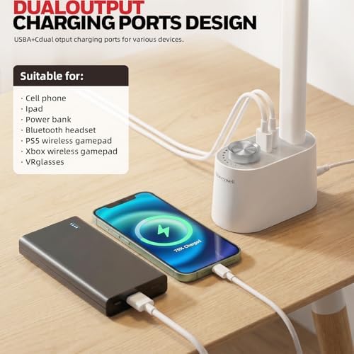 Honeywell LED Desk Lamp, Sunturalux™ White Desk Lamps for Home Office USB