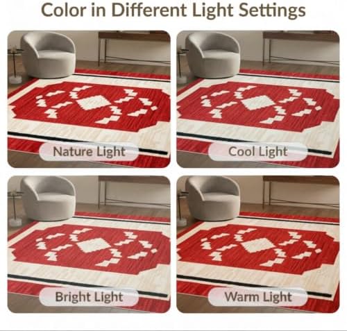 8'x10' Red Ivory Cat Crimson Boho Geometric Ultra-Soft Area Rug
