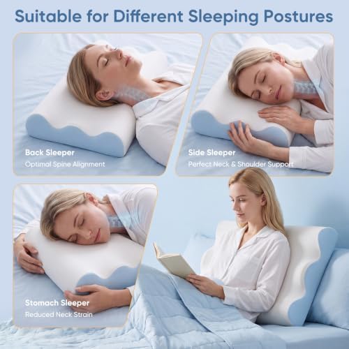 NEWBULIG Neck Support with Contour Memory Foam Cervical Pillow