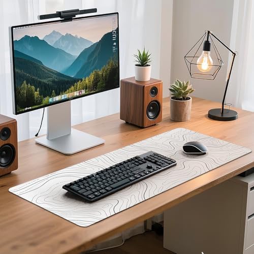 Gaming Mouse Pad - (31.5"×11.8") Topographic Large Mouse Pads for Desk - Desk Mat for Keyboard and Mouse with Non-Slip Base, Desks Pad Matfor Game/Office & Home