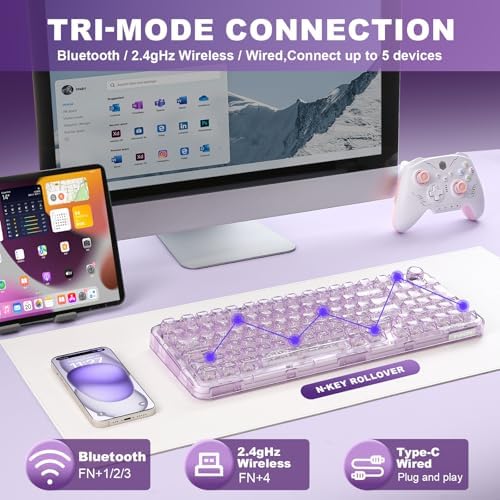 YUNZII X98 Wireless Mechanical Keyboard with Knob (Purple, Snow Switch)
