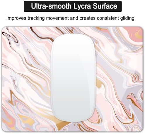 Small Mouse Pad, Mini Mouse Pad 6 X 8 Inch with Non-Slip Rubber Base for Keyboard Tray Laptops Wireless Mouse Home Office Travel, Washable & Portable (Pink Fantasy Gilt Marble)