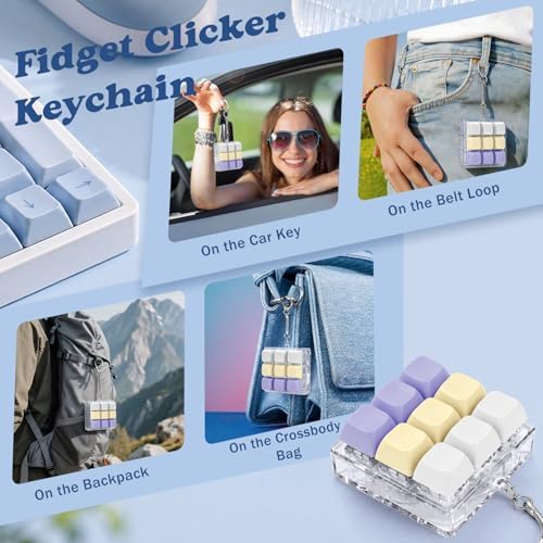 Keyboard Fidget Toy, Creamy Fidget Clicker Keyboard Fidget Keychain, Button Fidget Gifts for Adults, Boost Focus & Ease Anxiety Anywhere — Perfect Stress-Relief Gift (3×3 Grid Layout L)