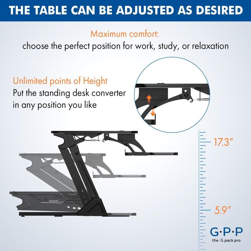 38 Inch Standing Desk Converter, Adjustable Height