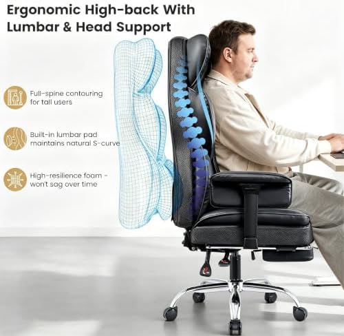 Big & Tall Office Chair 400 lbs, Gaming Chair 23" Wide Seat
