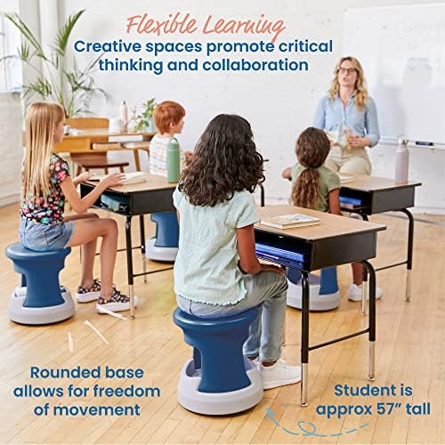ECR4Kids Active Storage Wobble Stool, 15in Seat Height, Childrens Furniture, Navy/Light Grey