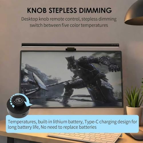 BY-J PC Screen Lamp with Remote Control, Adjustable Screen Light Automatic Dimming, LED USB Computer Lamp 17 in Monitor Light Bar Lighting for Office Gaming