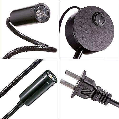 3W Wall Mounted Reading Light Flexible Gooseneck LED Sconce Lamp with Plug & Switch for Bedroom, Office, Workbench, Studio (01 Black Warm)