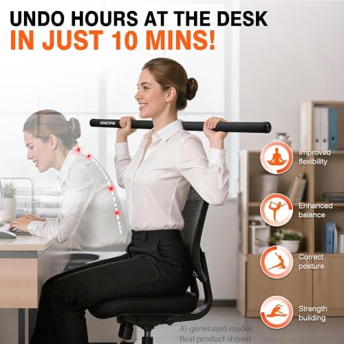 Adjustable Yoga Stick for Stretching & Balance, Upgraded Workout Pilates Equipment for Back Posture Corrector, 4-Section Steel Mobility Bar for Flexibility, Physical Therapy, Exercise Training