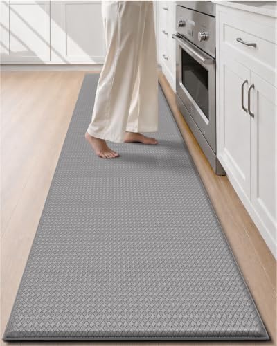 Color&Geometry Wide Kitchen Floor Mat 24x108 Anti Fatigue Easy Clean, Grey