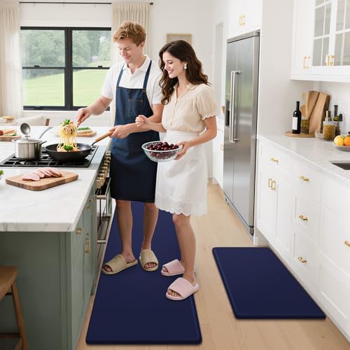 StepLively Kitchen Mat for Floor 2 PCS, Anti Fatigue Rugs, Blue