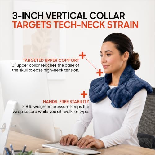 Sharper Image Heated Neck & Shoulder Wrap - Microwavable Warm & Cooling Plush Pad, Scented Aromatherapy (100% Natural Lavender & Herb Spa Blend), Pain Tension Headache Relief Therapy, Gift for Women
