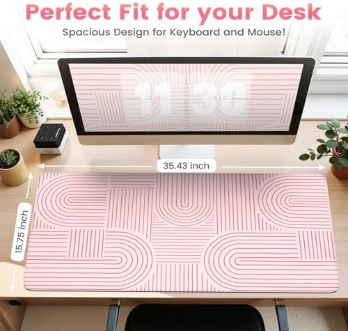 iCasso Pink Desk Matt for Desktop, Cute Desk Pad Mat, Large Mouse Pad