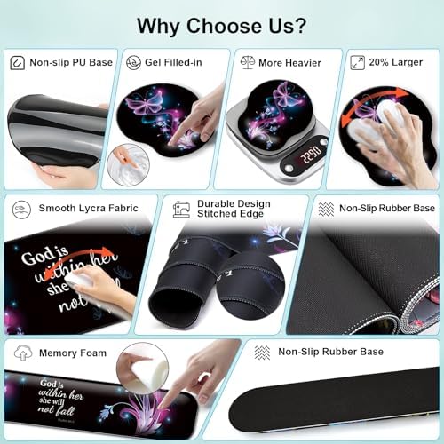 4 in 1 Mouse Pad Set with Wrist Rest for Keyboard,Desk Mat,Coaster-Purple