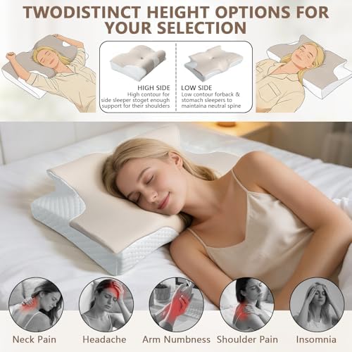 Memory Foam Pillows, Cervical Pillow for Neck & Shoulder Pain Relief