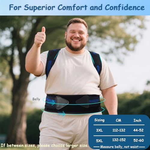 Plus Size Posture Corrector for Women & Men, Adjustable Back Brace, 3XL