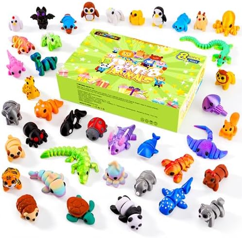 40PCS Mini 3D Printed Animals, Articulated Fidget Toys for Kids