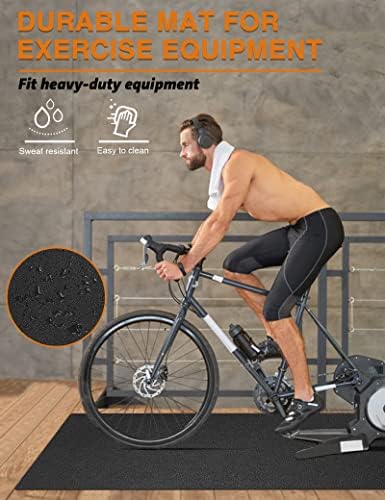 Treadmill Mat, 5'x2.5'/5.6'x2'/6.5'x3'/8'x3',6mm Thickness Exercise Equipment Mat for Carpet Hardwood Floors, Compatible with Walking Pad,Spin Bike,Elliptical Trainer,Rowing Machine
