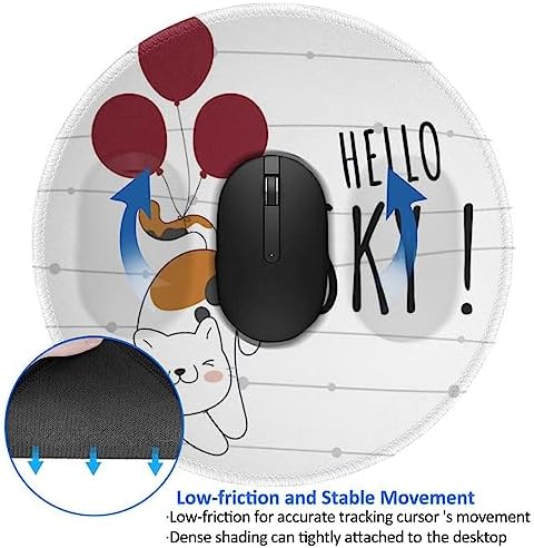 Cute Animal cat Flying with Balloon cat Mouse pad Cute,Gaming Mouse pad Small Non-Slip Round Mouse Pads for Wireless Mouse,Laptop,Desk