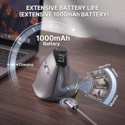 Wireless Vertical Mouse, Ergonomic Shortcut Dial, 4800 DPI