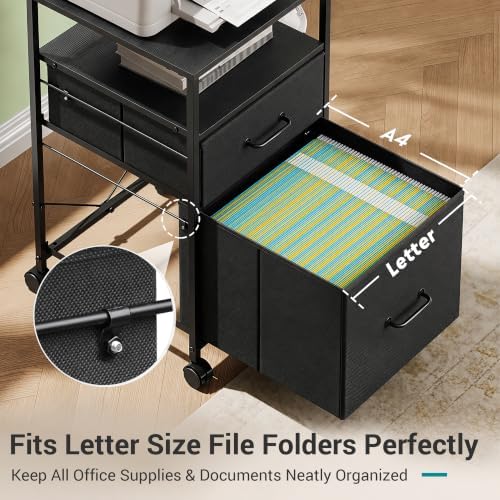 DEVAISE 2 Drawer Mobile File Cabinet, Fabric Vertical Filing Cabinet