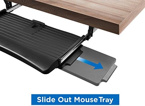 Mount-It! Under Desk Keyboard Tray, Slide-Out Keyboard & Mouse Drawer, 21" W × 11.75" D, Adjustable Height Platform with Left or Right Mouse Tray, Bolt-On Under Desk Keyboard Holder for Home Office