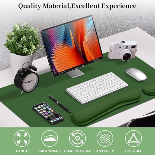 Keyboard and Mouse Pad, 3-in-1 Desk Mat Set Keyboard Wrist Rest